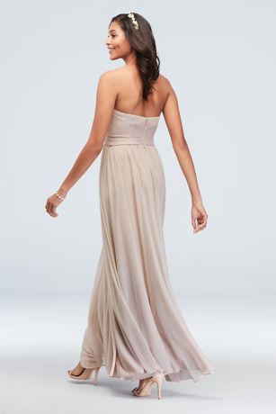 Strapless Mesh Bridesmaid Dress