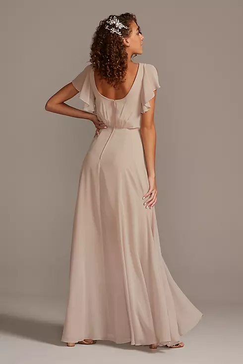 Bridesmaid Dress with Flutter Sleeve Full Skirt Image 3