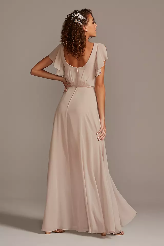 Bridesmaid Dress with Flutter Sleeve Full Skirt Image 3