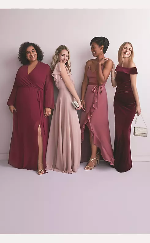 Flutter Sleeve Cutout Tie-back Maxi Bridesmaid Dress With Tiered Ruffle  Skirt In Cottage Rose Dusk Blue