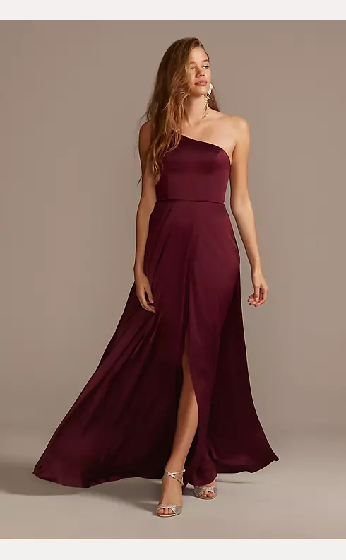 Crepe-Back Satin One-Shoulder Dress Image 1