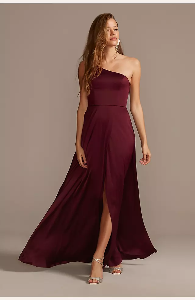 Crepe-Back Satin One-Shoulder Dress Image