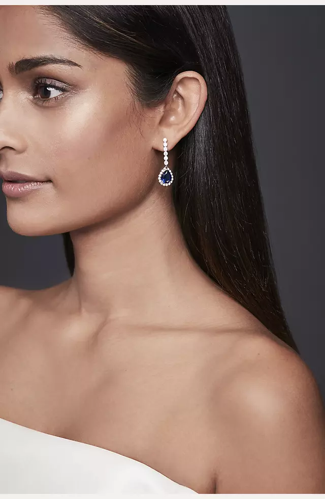 Pear Sapphire Drop Earrings Image 4