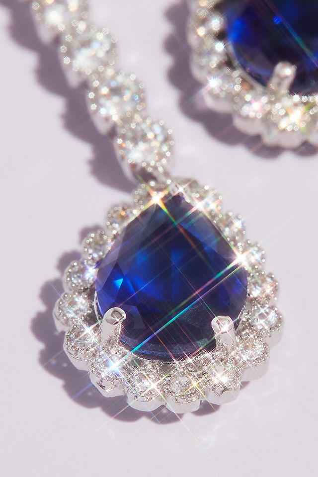 Pear Sapphire Drop Earrings Image 2