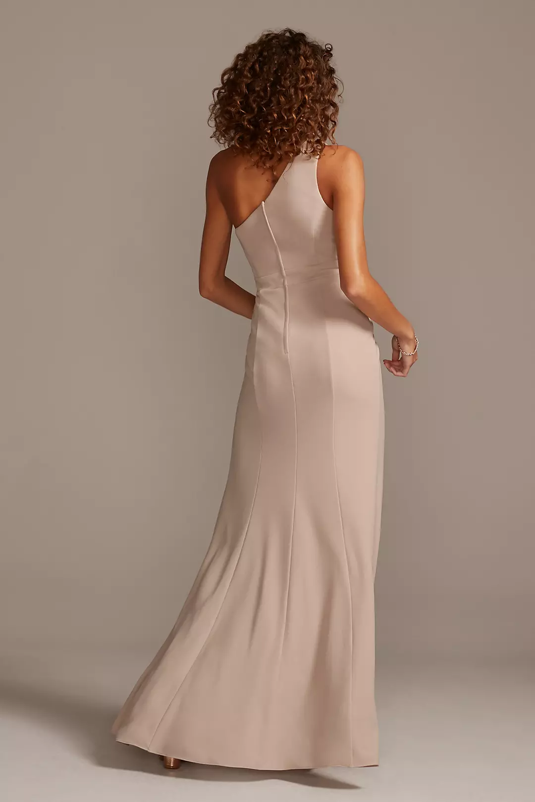 One-Shoulder Stretch Crepe Tall Bridesmaid Dress Image 3