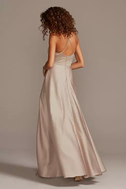 High-Neck Satin A-Line Bridesmaid Dress Image 3
