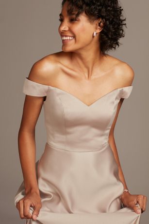 david s bridal off the shoulder bridesmaid dress