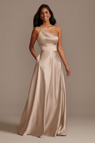 One Shoulder Champagne Bridesmaid Dresses