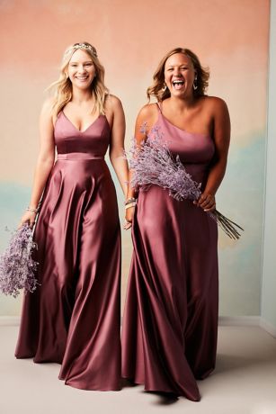 One Shoulder Satin A-Line Bridesmaid Dress | David's Bridal