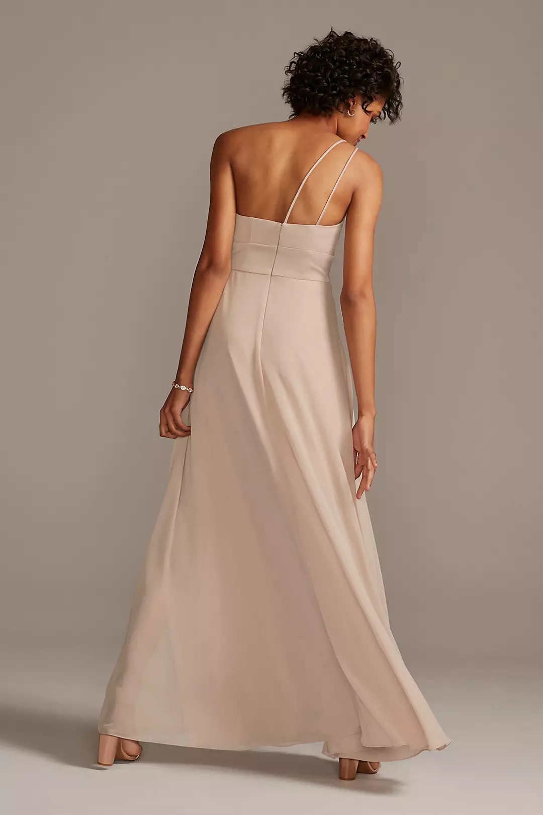 One-Shoulder Crepe-Back Satin Bridesmaid Dress Image 3