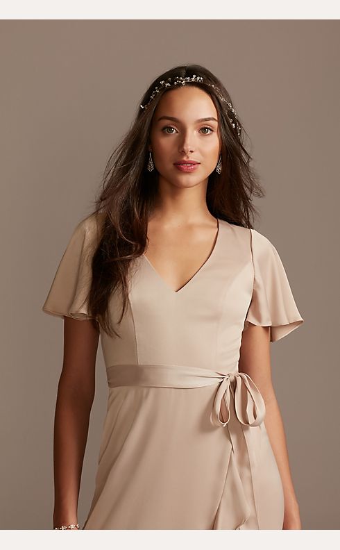 Beige Bell Sleeve Satin Dress – ShopFatimaDiallo