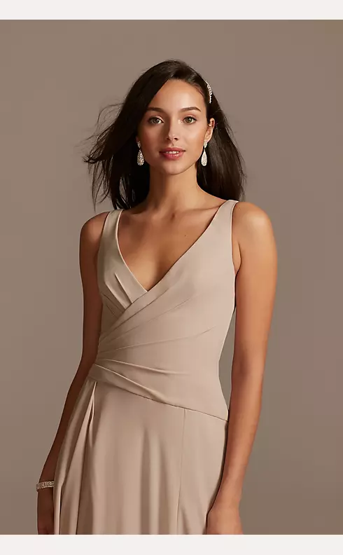Tank Georgette Cascade Bridesmaid Dress with Slit Image 3