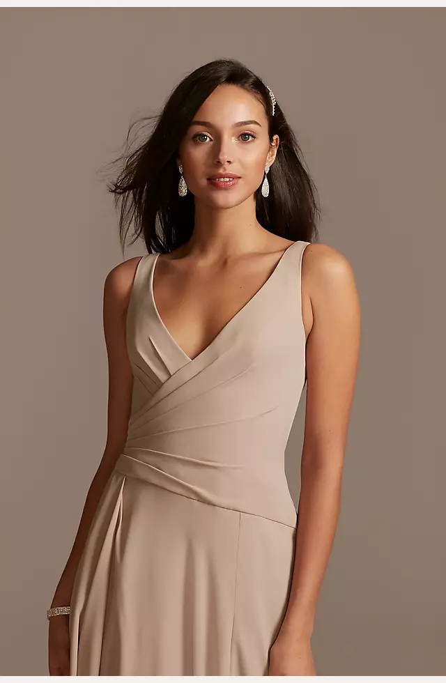 Tank Georgette Cascade Bridesmaid Dress with Slit Image 3