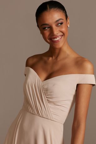 david s bridal off the shoulder bridesmaid dress