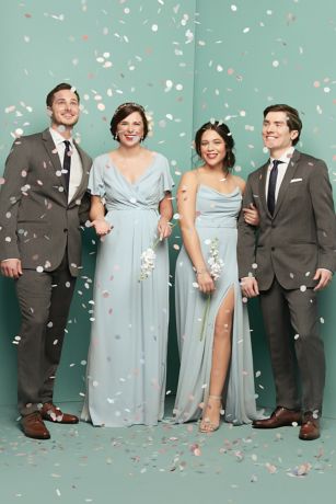 Cowl Neck Chiffon Dress with Slit