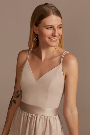 Double Spaghetti Strap Charmeuse Bridesmaid Dress David's Bridal