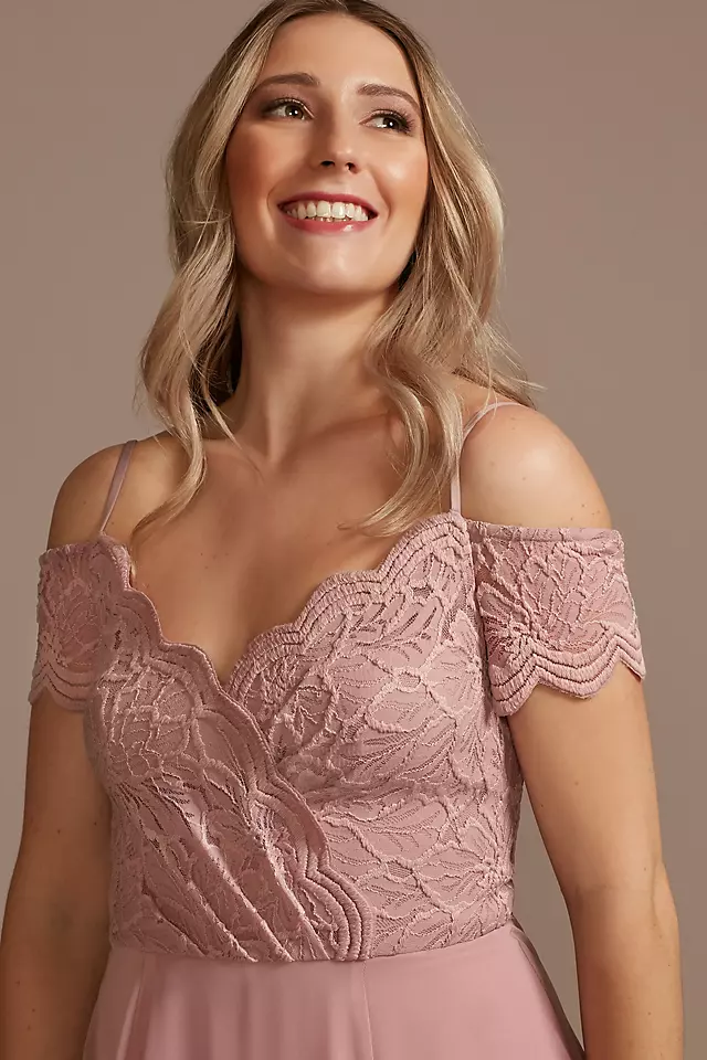 Lace Chiffon Off-Shoulder Long Bridesmaid Dress Image 2