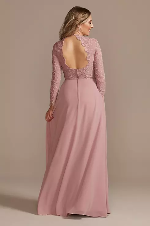 Lace Chiffon Long-Sleeve Long Bridesmaid Dress Image 3