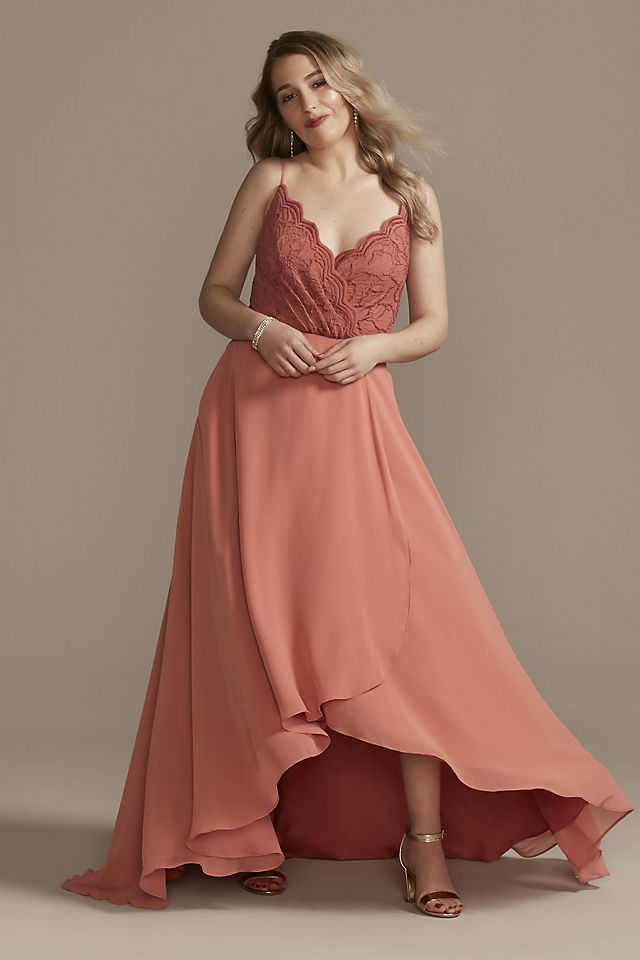 Lace Chiffon High-Low Bridesmaid Dress Image 5