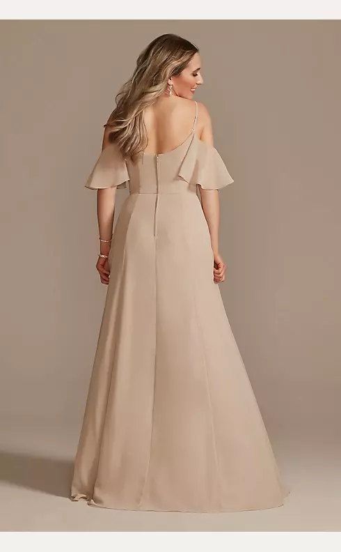 Cold-Shoulder Long Chiffon Bridesmaid Dress Image 3