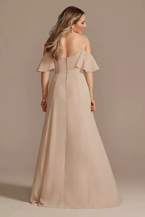 Cold-Shoulder Long Chiffon Bridesmaid Dress Image 3