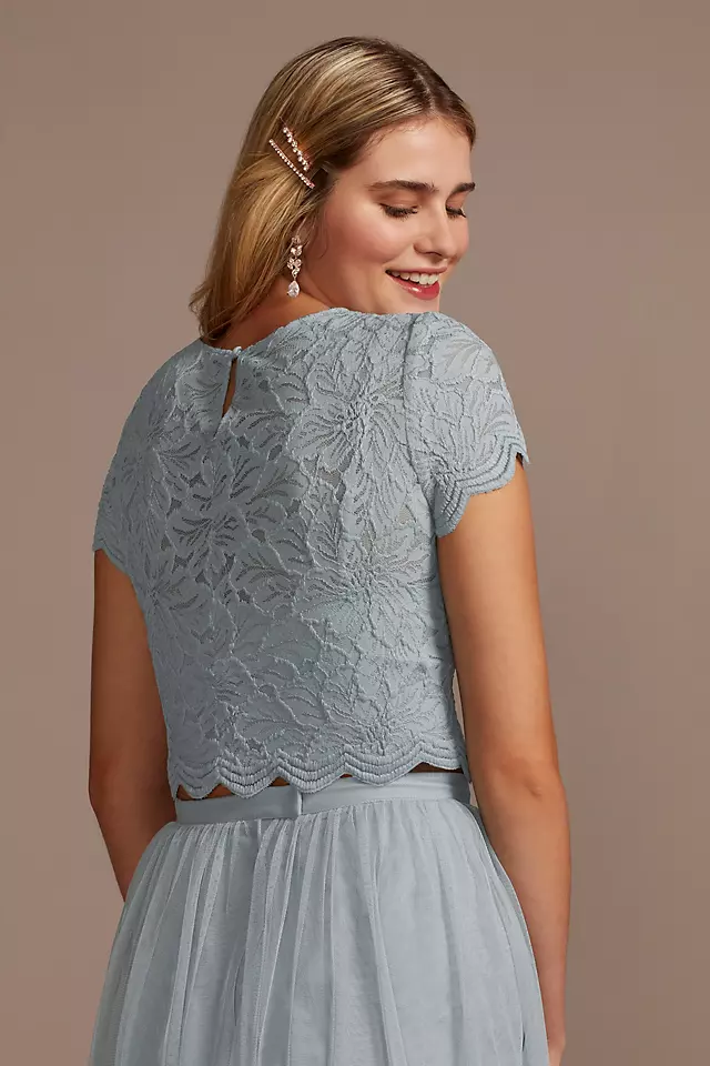 Bridesmaid Separates Stretch Lace Short Sleeve Top Image 3