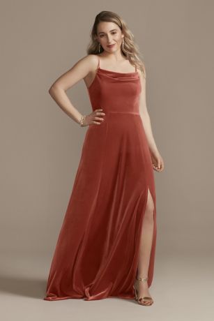 David's bridal red cheap velvet dress