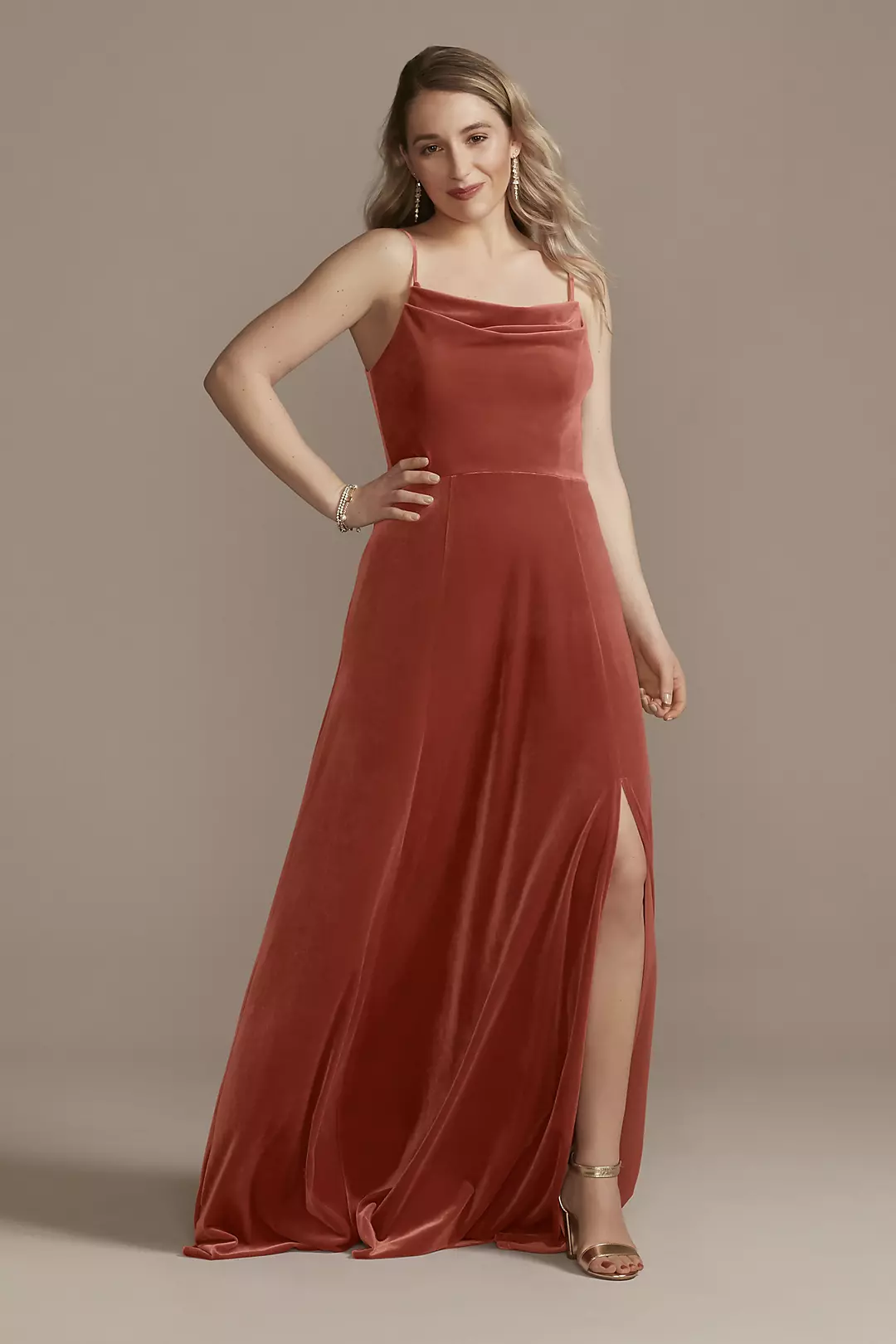Cowl Neck With Strappy Back Satin Maxi - Black