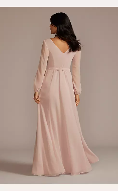 Long Sleeve Chiffon Dress with Slit Image 3