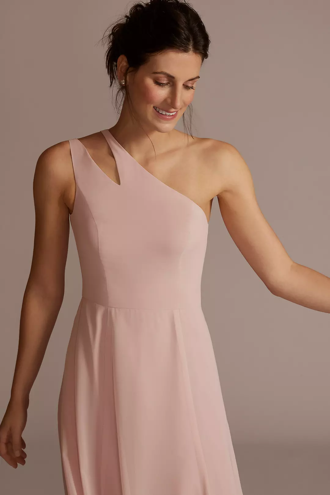 Chiffon One-Shoulder Cutout Dress Image 3