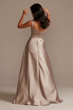 Satin Square Neck Tank Bridesmaid Dress | David's Bridal