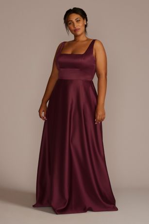 Satin Square Neck Tank Bridesmaid Dress | David's Bridal
