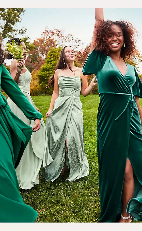 Emerald Green Velvet Dress/ Velvet Bridesmaid Dress/ Velvet Long