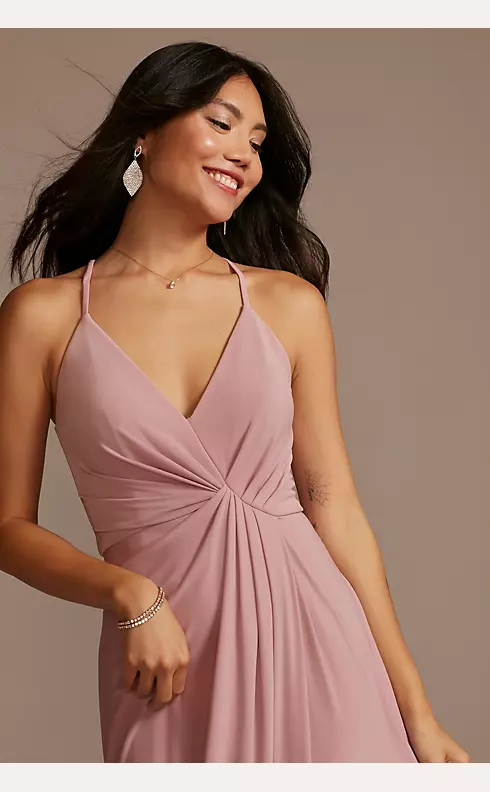 Jersey A-Line Bridesmaid Dress with Knot Detail Image 3