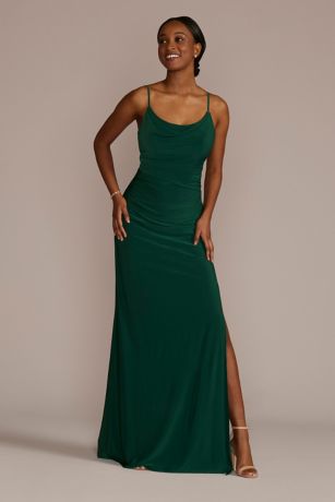 Ruched Jersey Spaghetti Strap Bridesmaid Dress