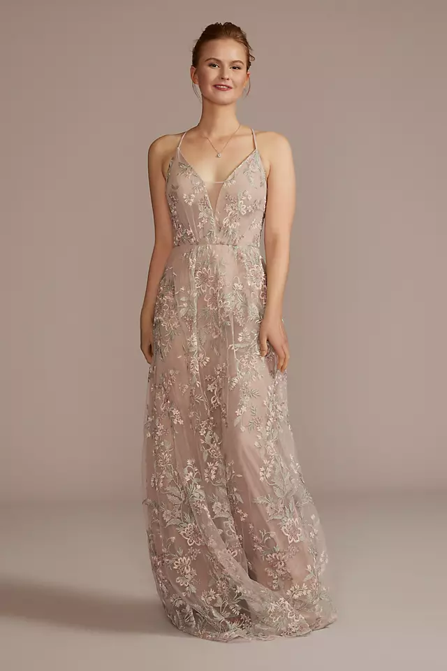 Floral Embroidered Bridesmaid Dress Image
