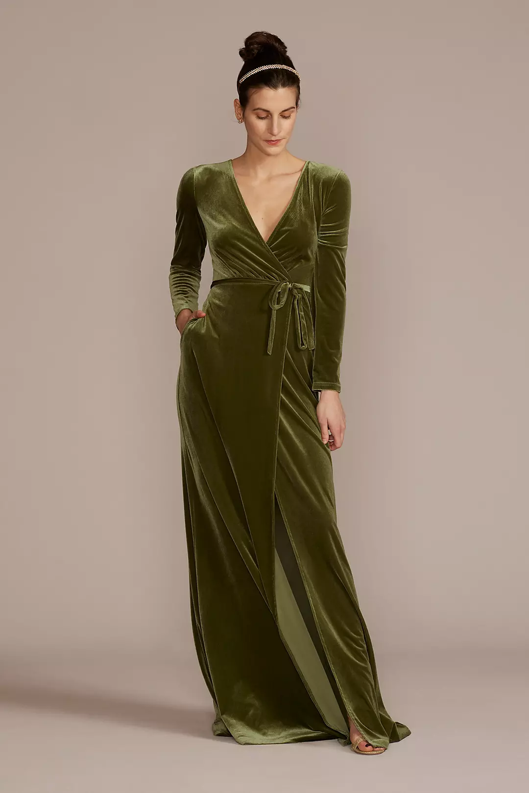 Long-Sleeve Velvet Dress Image