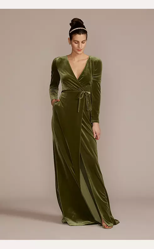 Long-Sleeve Velvet Dress Image 1