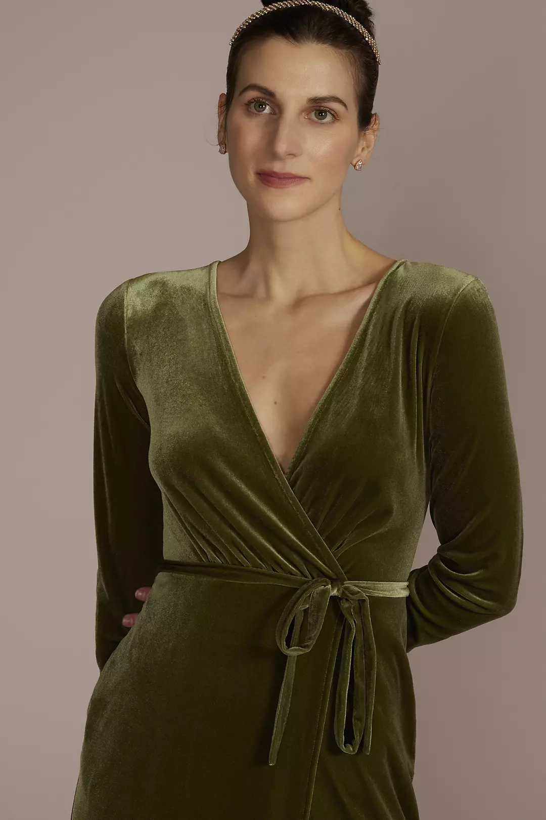 Long-Sleeve Velvet Dress Image 3