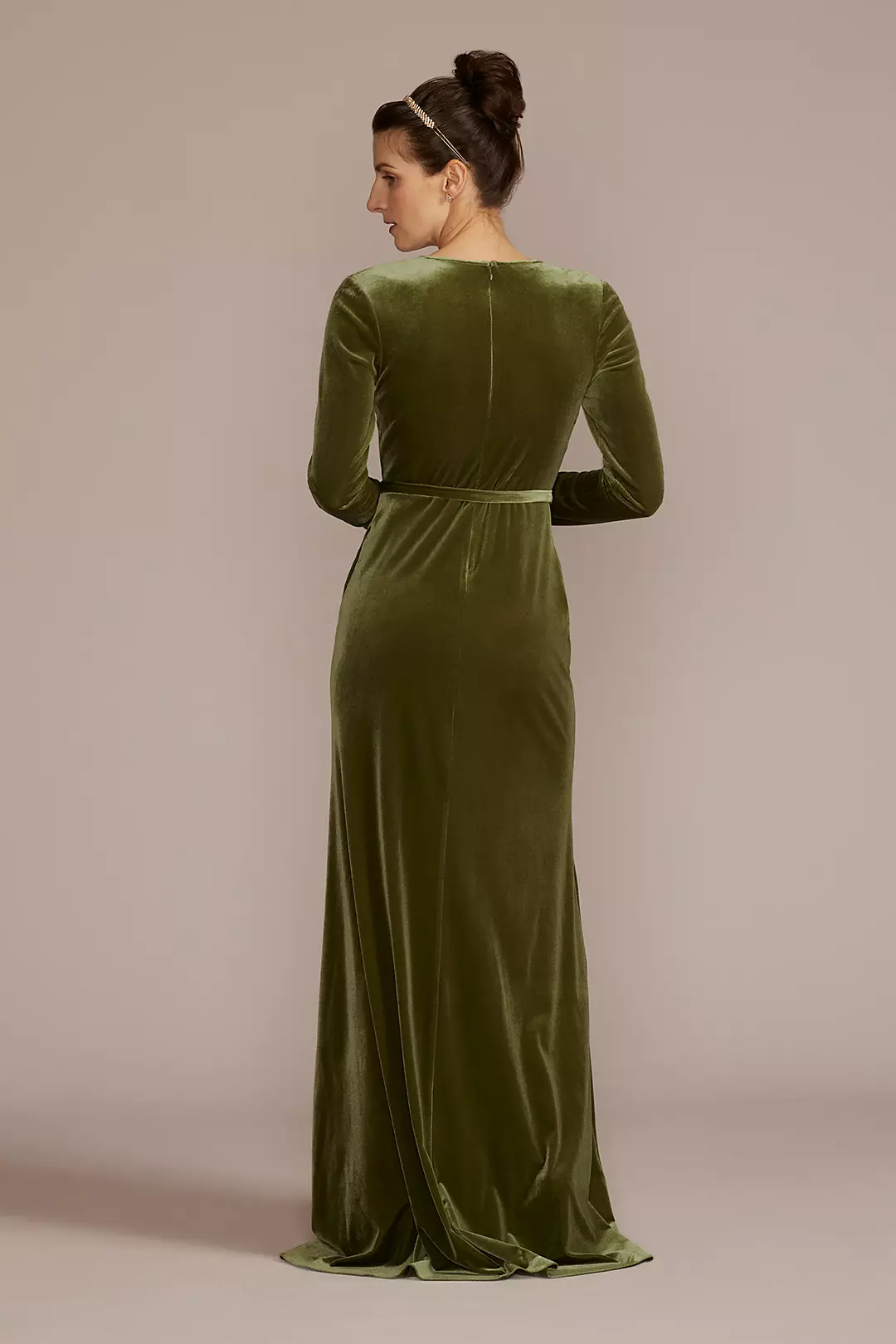 Long-Sleeve Velvet Dress Image 2