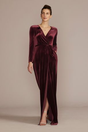 Long sleeve wine outlet bridesmaid dresses