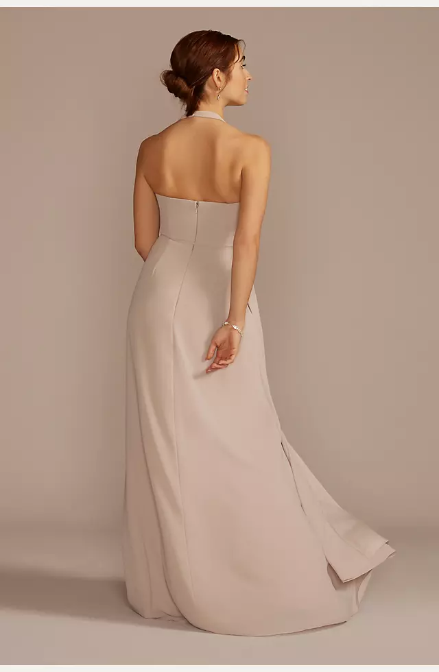 Chiffon Halter Faux Wrap A-Line Bridesmaid Dress Image 2