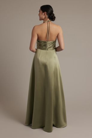 Satin Crisscross Bodice Ball Gown Dress