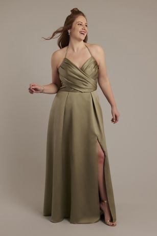 Satin Crisscross Bodice Ball Gown Dress