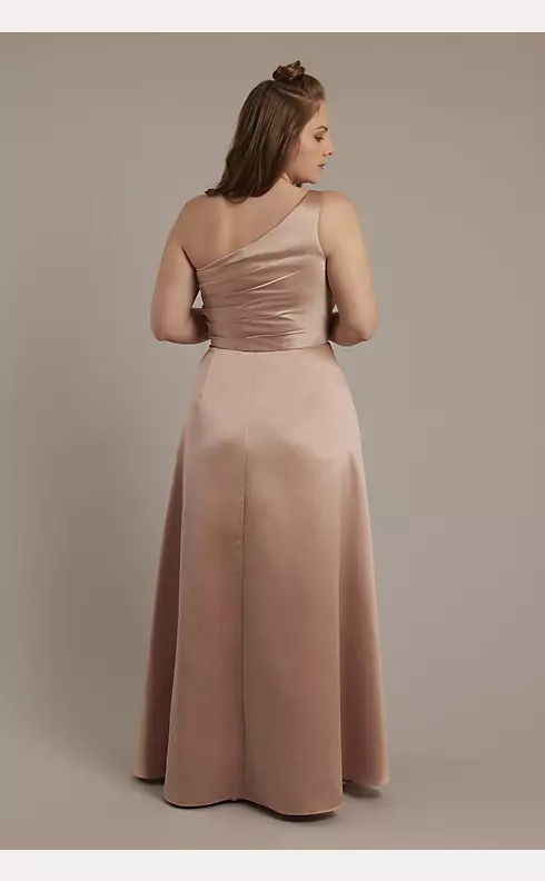 Satin One-Shoulder A-Line Pleated Dress Image 6