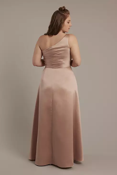 Satin One-Shoulder A-Line Pleated Bridesmaid Dress Image 6