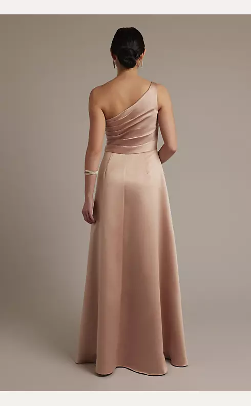 Satin One-Shoulder A-Line Pleated Bridesmaid Dress Image 2