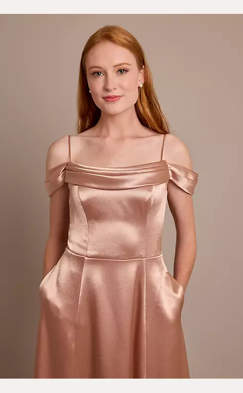 Luxe Charmeuse Off-the-Shoulder Bridesmaid Dress Image 3