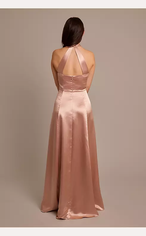 Luxe Charmeuse Halter Bridesmaid Dress Image 2