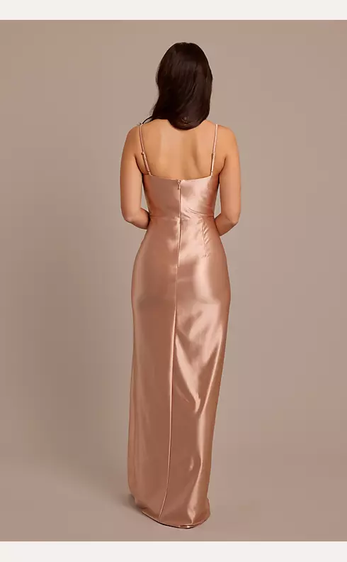 Sculpting Satin Cowl Neck Ruched Dress Image 2